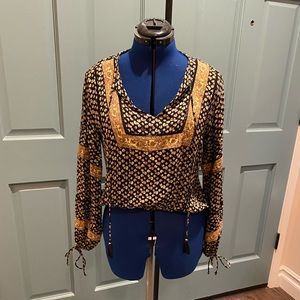 Black and Gold Boho Blouse